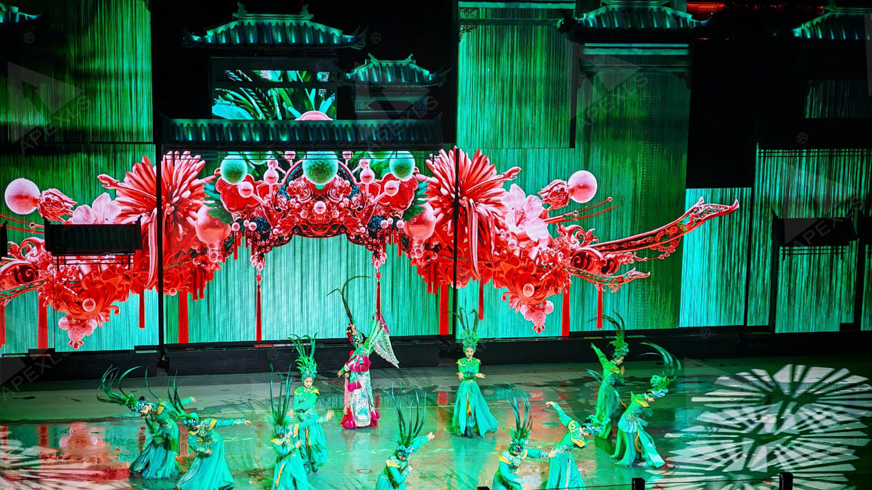 Outdoor LED transparent screen in Jinggang Ancient Town, Changsha, P3.91-7.81