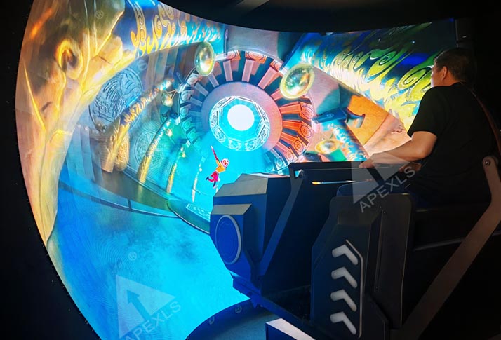 immersive experience inside curved LED dome motion theater